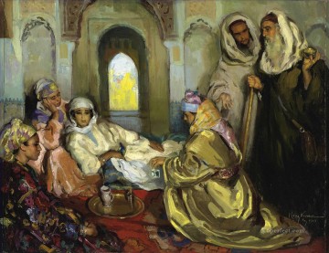 Interior marroquí José Cruz Herrera género árabe Pinturas al óleo